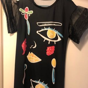 Short black dress with colorful design